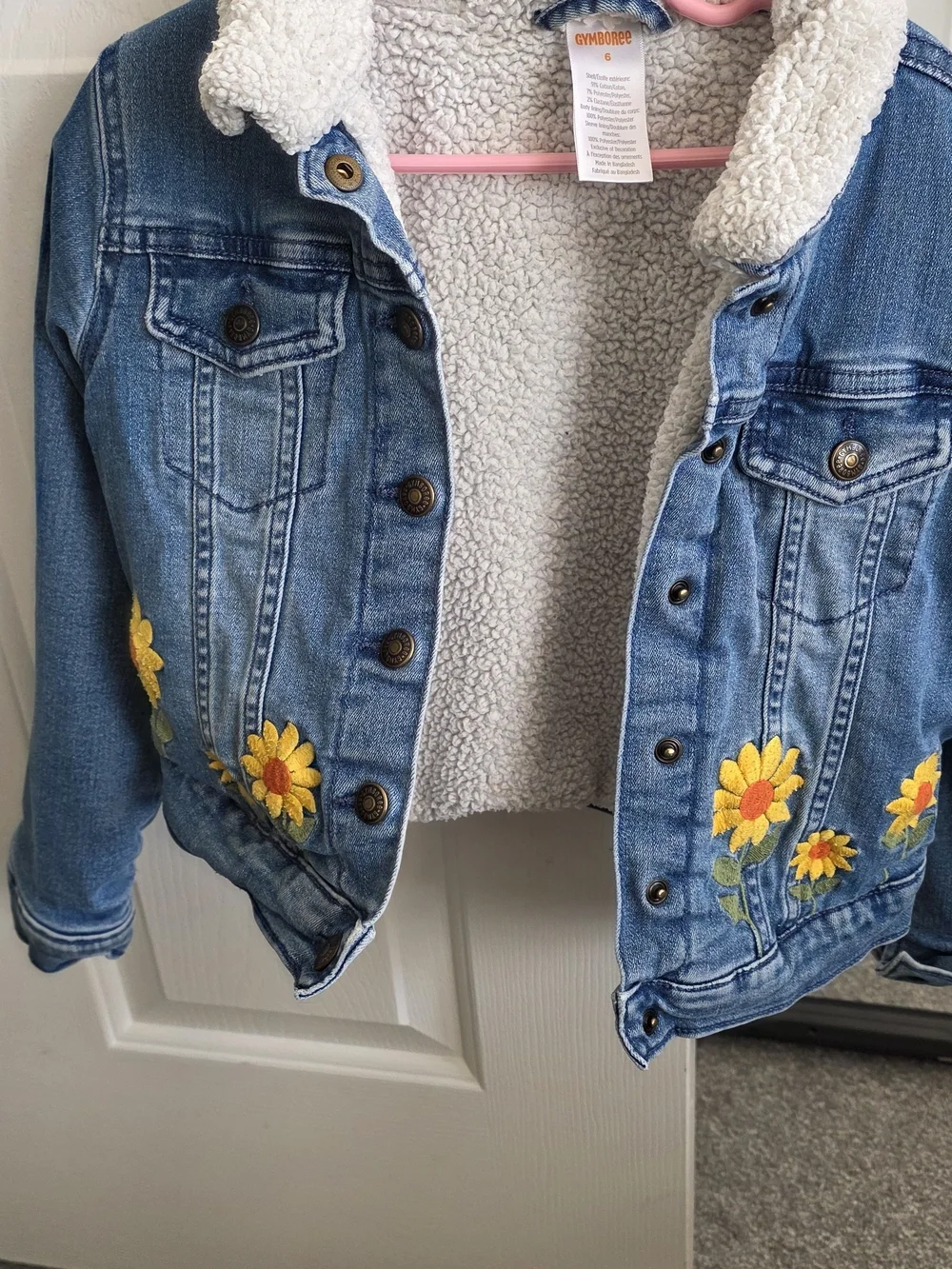 Gymboree Blue Denim Jacket with Yellow Sunflower Embroidery